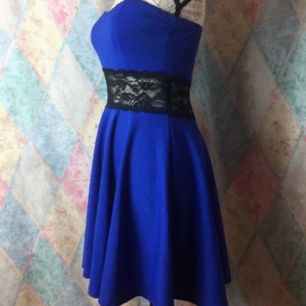Blue and black cocktail dress